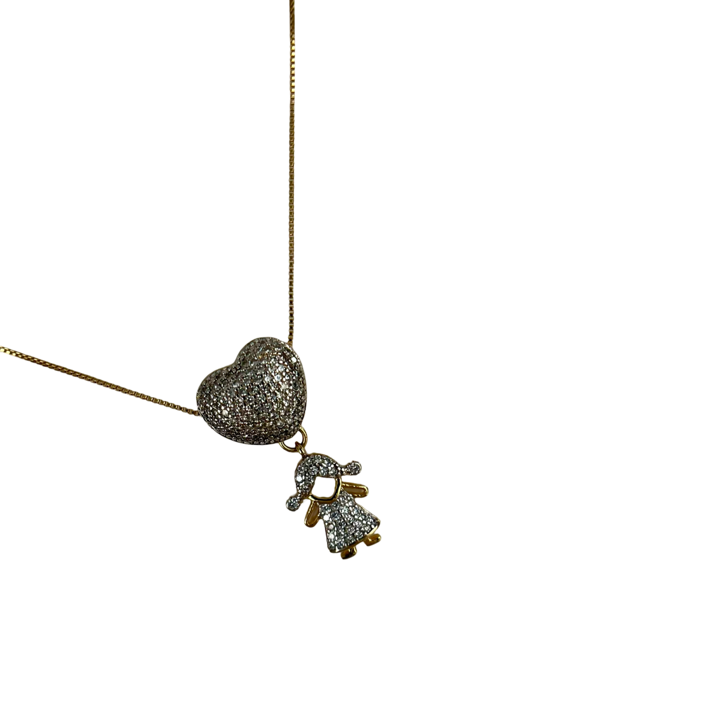 3D Heart & Girl Pendant- 18K Gold Plated