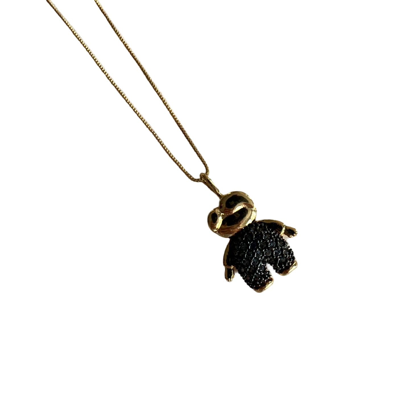 Boy Pendant with shimmering navy blue stones - 18K Gold Plated