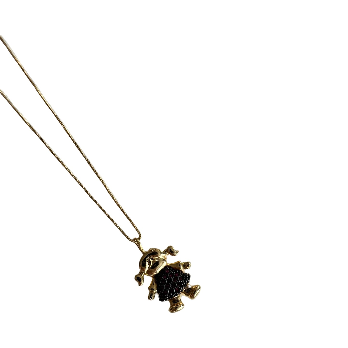 Girl Pendant with shimmering red stones - 18K Gold Plated