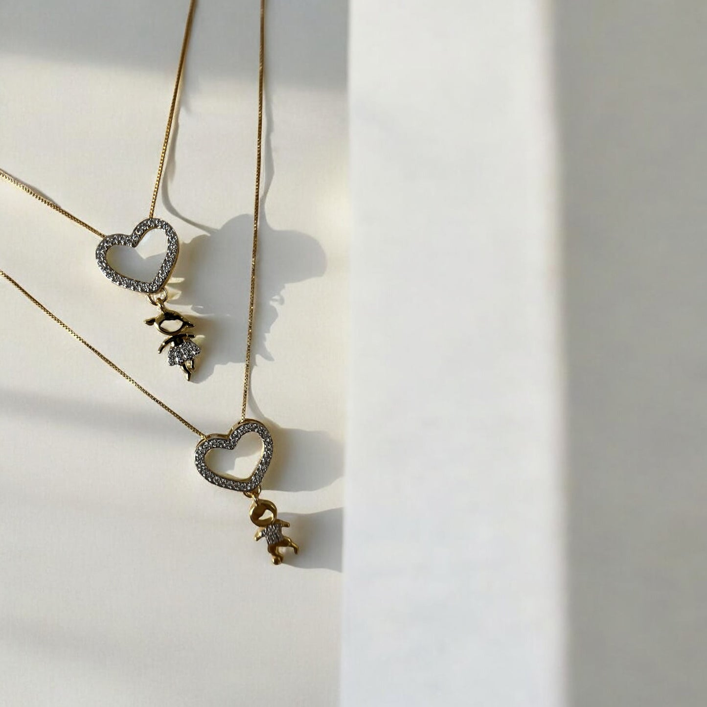 Open Heart & Boy Pendant Necklace – 18K Gold Plated