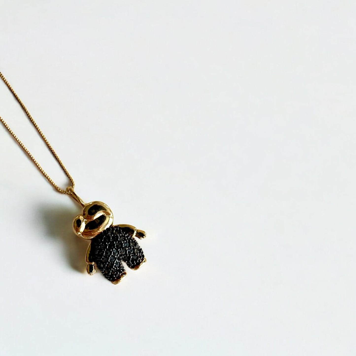 Boy Pendant with shimmering navy blue stones - 18K Gold Plated