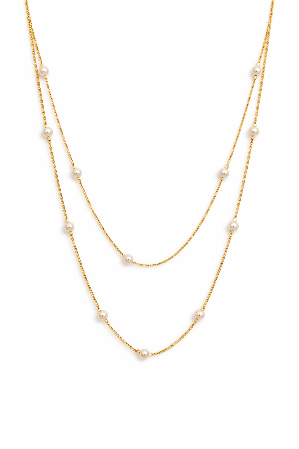 Golden Pearl Cascade Necklace