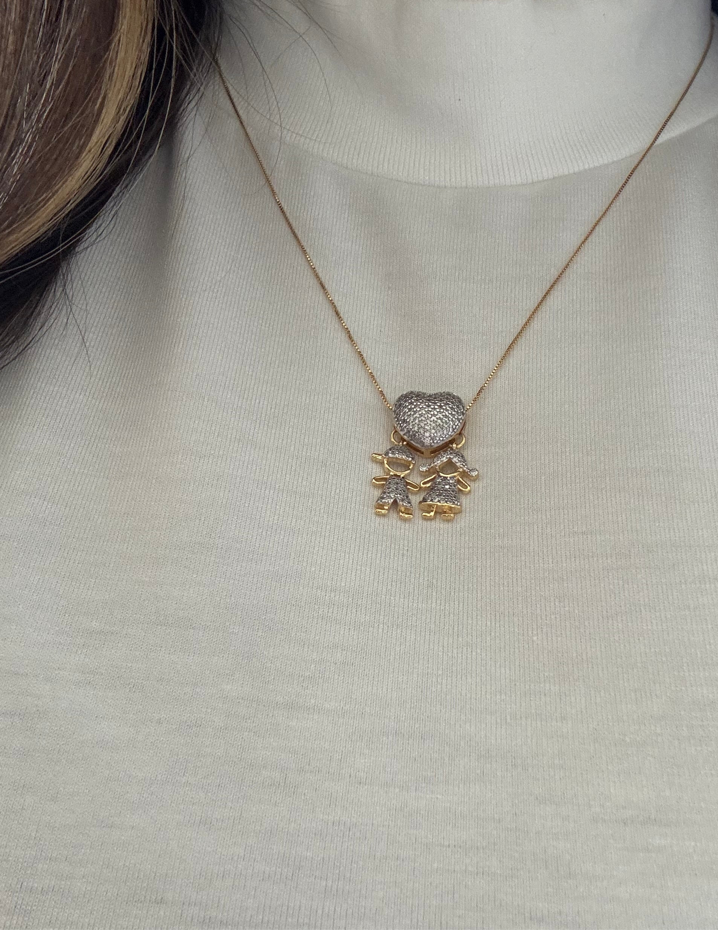 3D Heart & Couple Pendant - 18K Gold Plated