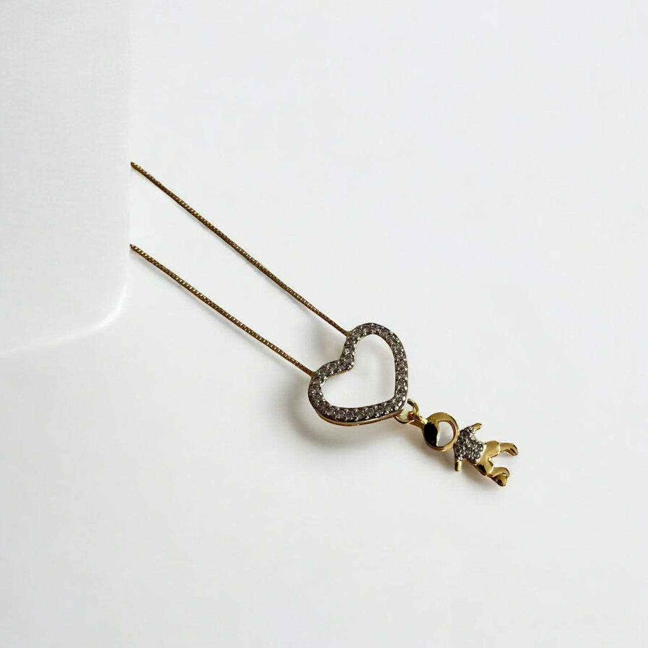 Open Heart & Boy Pendant Necklace – 18K Gold Plated