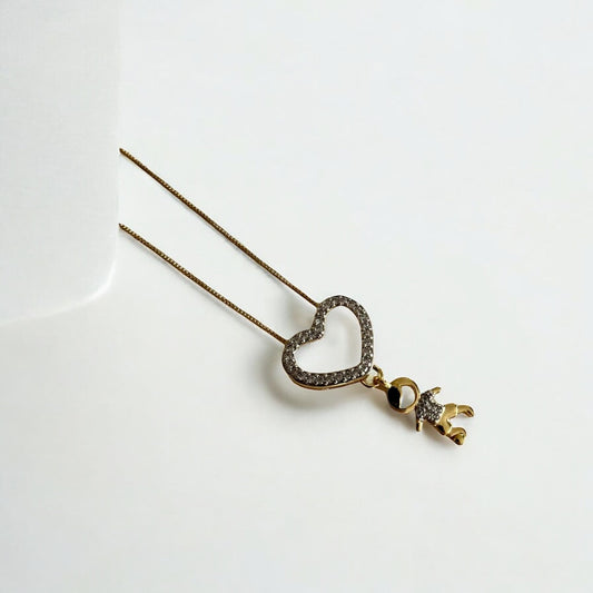 Open Heart & Boy Pendant Necklace – 18K Gold Plated