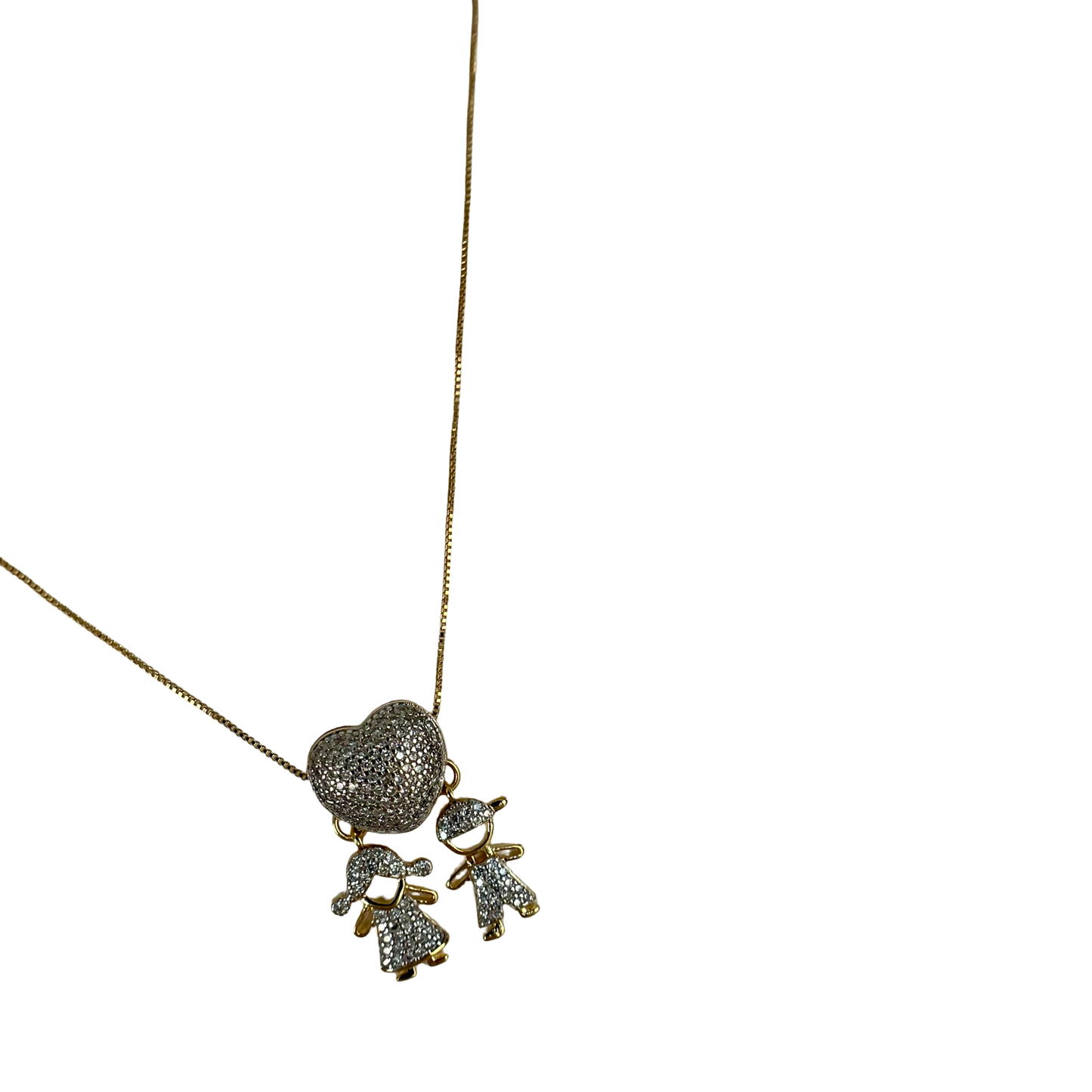 3D Heart & Couple Pendant - 18K Gold Plated